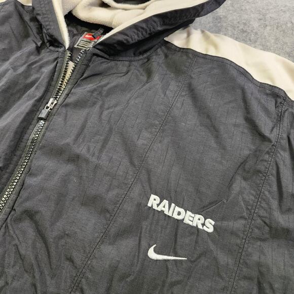 VTG 90s NIKE Las Vegas Raiders Jacket Mens 2XL Quilted Lined NFL Football Hooded - Picture 4 of 14